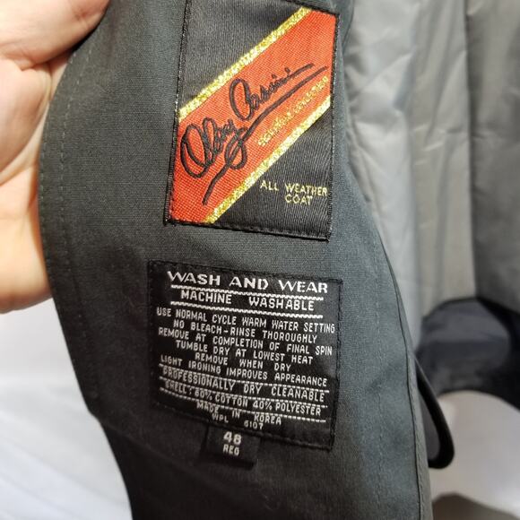 Oleg Cassini Trench Coat Mens 48 All Weather Designer Dark Gray - Picture 13 of 15